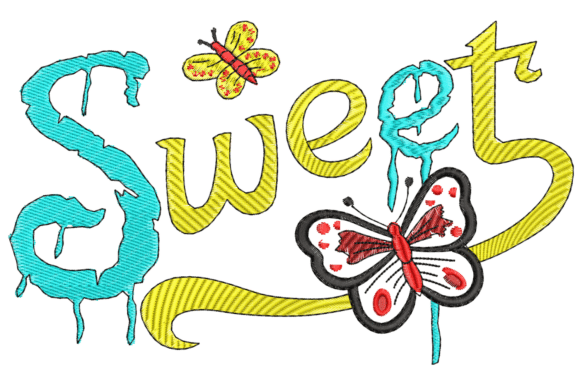 Sweet Word with Butterfly Embroidery