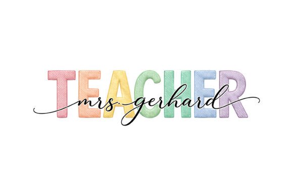 Teacher Pastel Embroidery Name Script Review